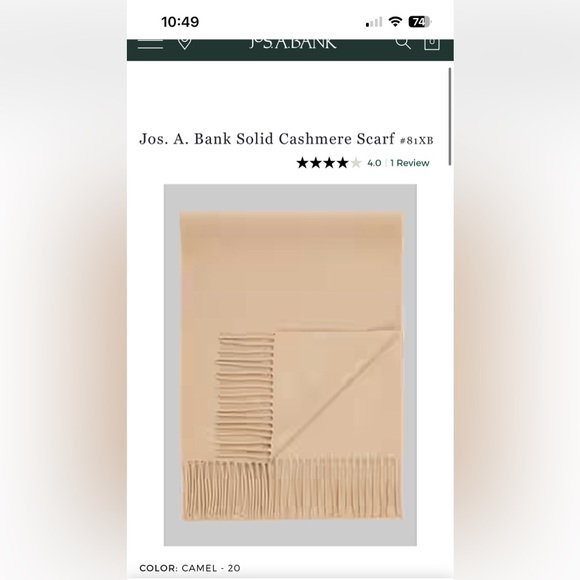 Jos A Bank 100% Cashmere Camel Scarf - Picture 3 of 3